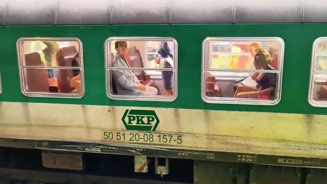 Kolejkowo Gliwice wagon PKP z pasazerami